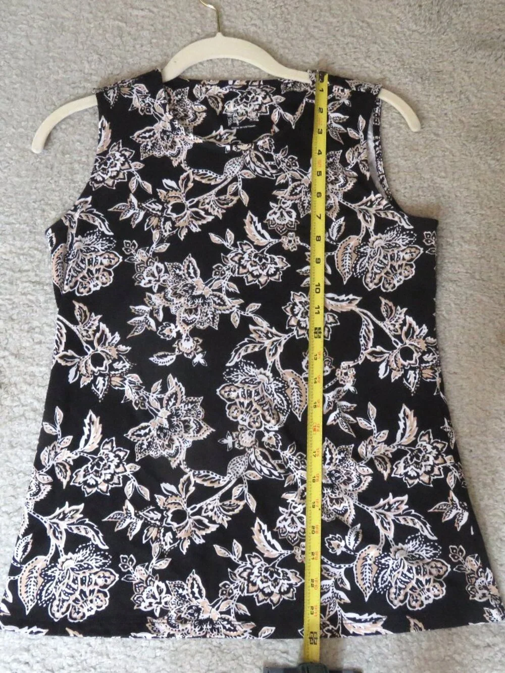 NEW NWOT Denim & Co. Beach Black Floral Print Sleeveless High Neck Tank Top XXS